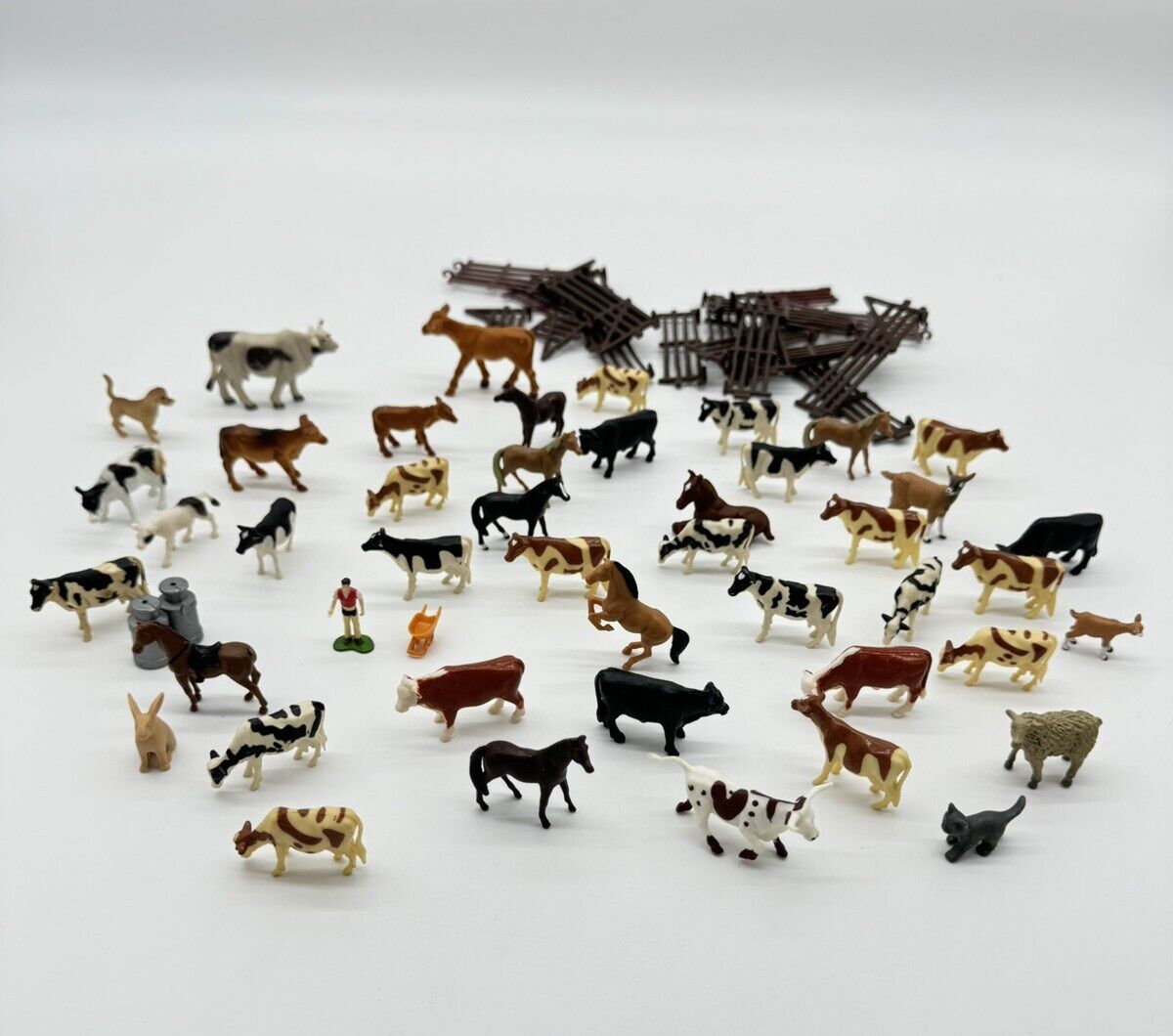 Vintage Mixed Variety of Barnyard Farm Animals  (50+) W/ Fencing