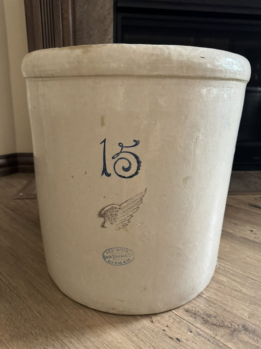 Antique Red Wing Union Stoneware 15 Gallon Crock