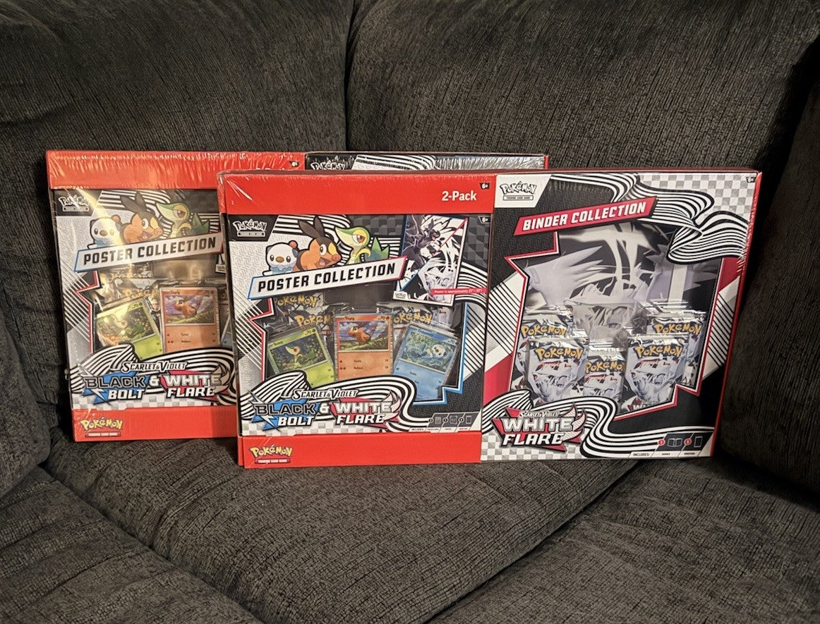 Pokémon TCG Black Bolt & White Flare Sam's Club Bundle Poster+Binder (Lot of 2)