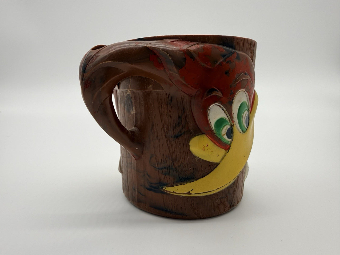 Vtg Woody Woodpecker Plastic Figural Cup Bright Colorful F&F Mold Dayton Ohio