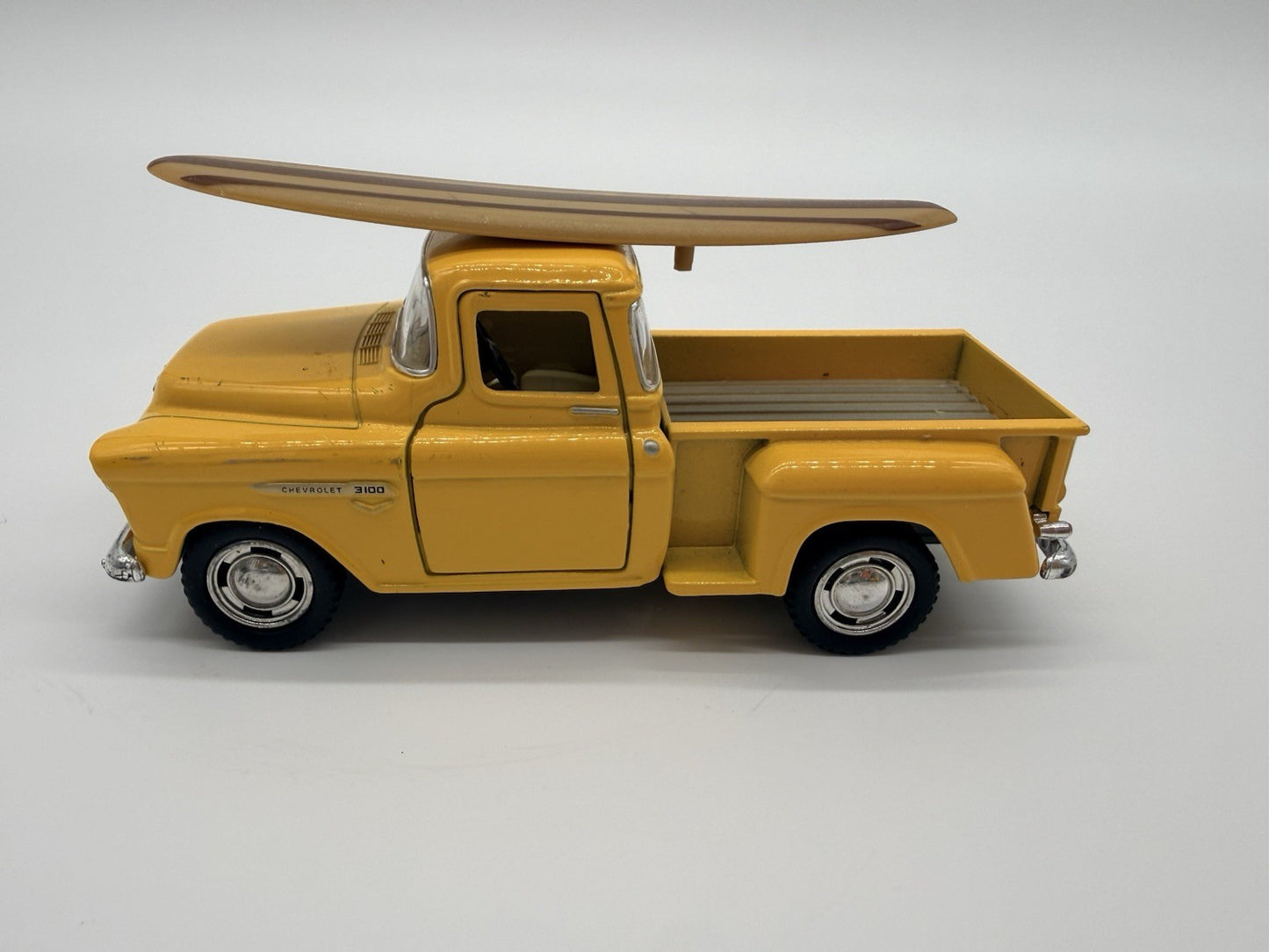 KINSMART 1:32 scale 5'' Yellow 1955 Chevy Sidestep  Pickup w/ Surf Board