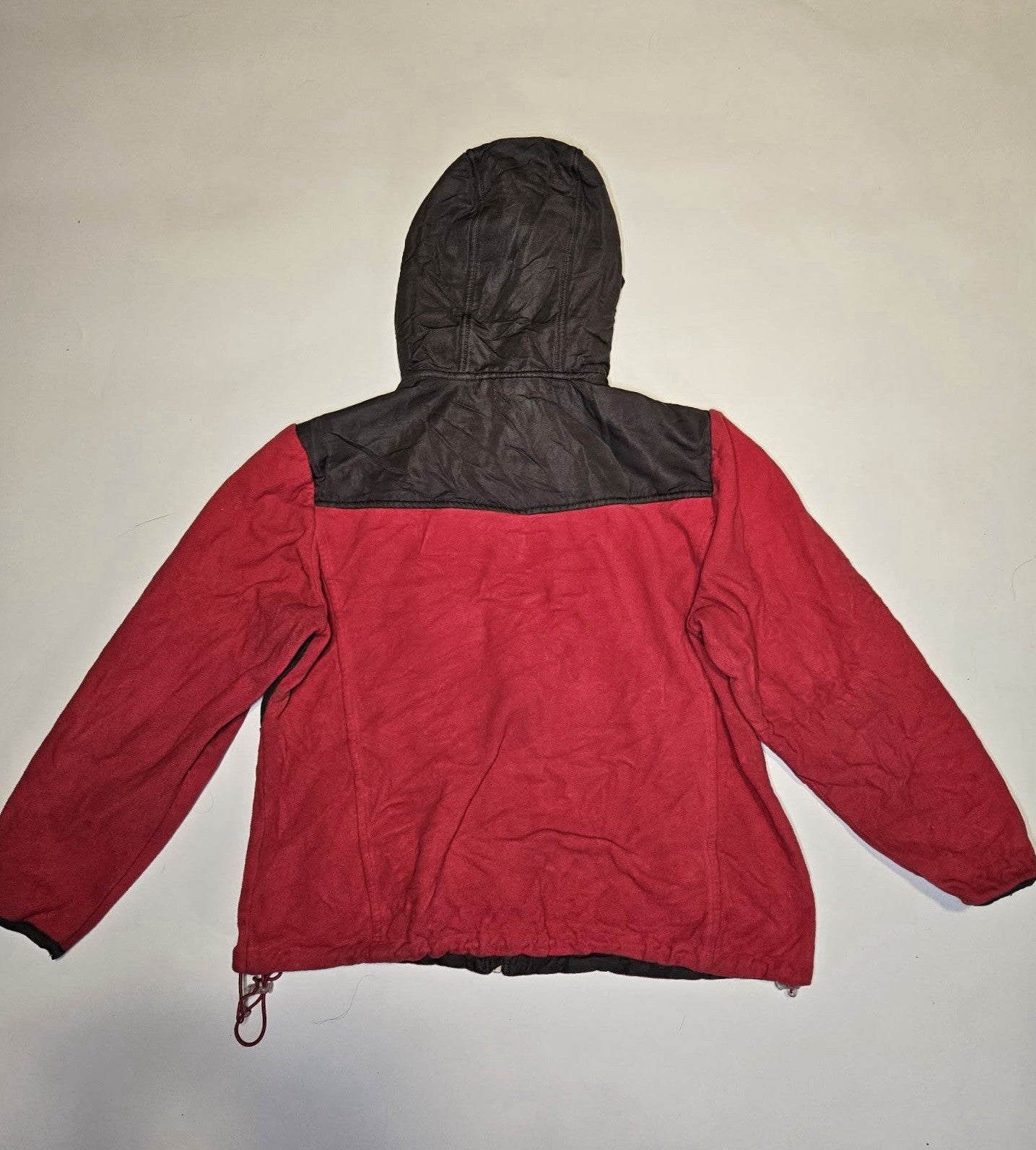 Free Country Jacket Women size L Red Zip Pockets Fleece Lined Hooded Activewear