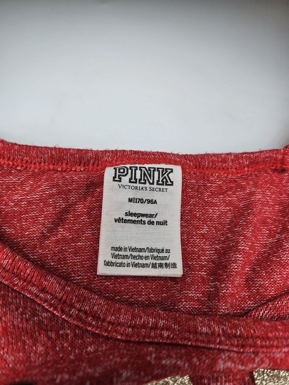 PINK Victoria’s Secret Red Long Sleeve Logo Top Women’s M