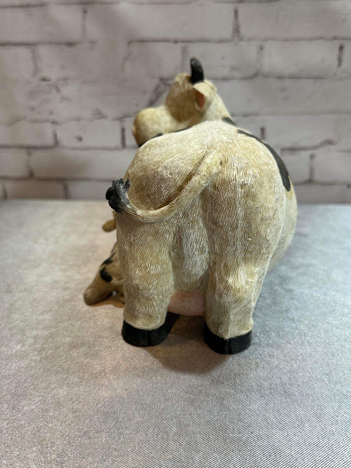 Sweet Cow and Calf Piggy Bank Black and White Holstein Textured Detailed MHD QCC