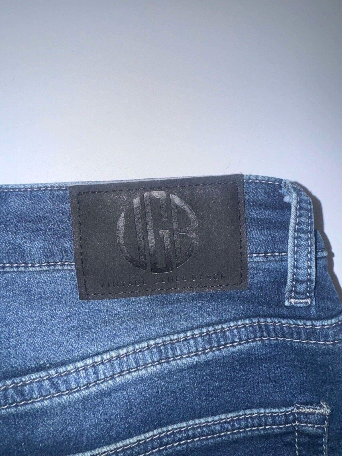 Vintage Genes Dark Slim Straight Leg Jeans Men’s 34X30 Blue Stretch Denim Pants