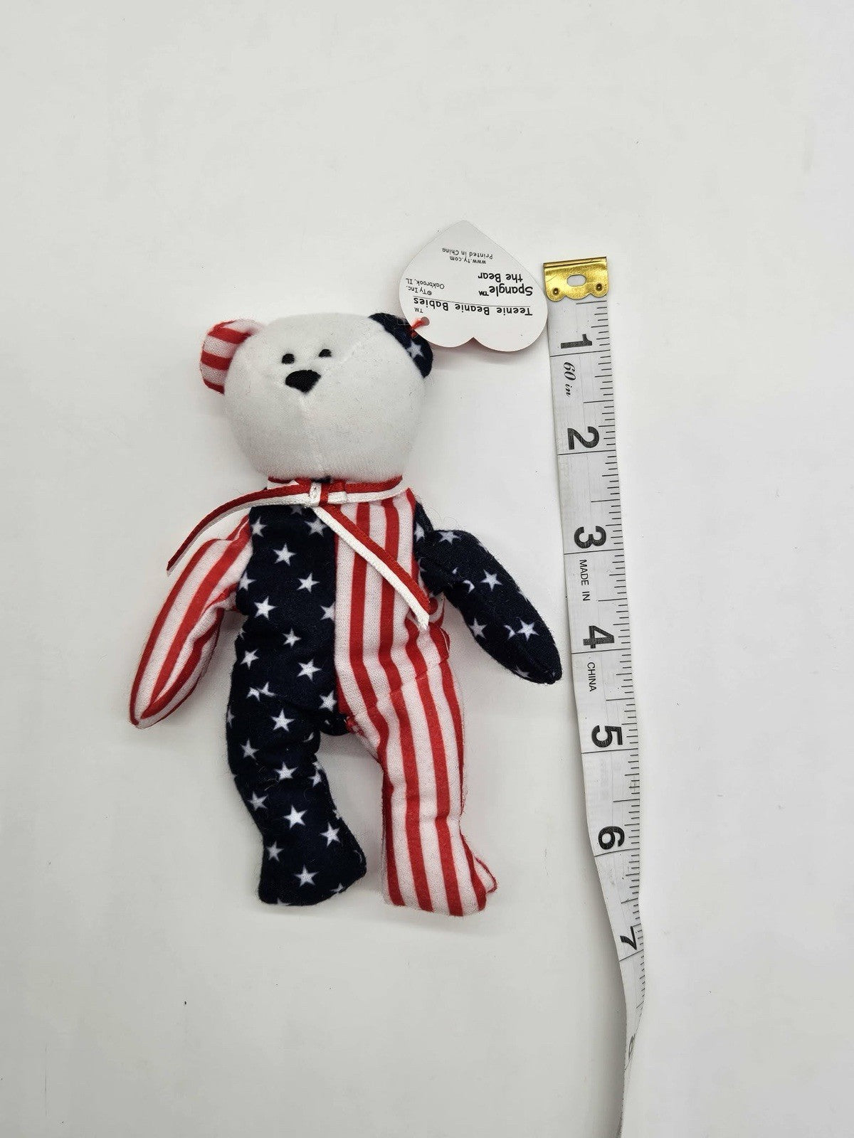 1999 Ty Teenie Beanies "Spangle" The Bear McDonald's Toy USA 4th Of July