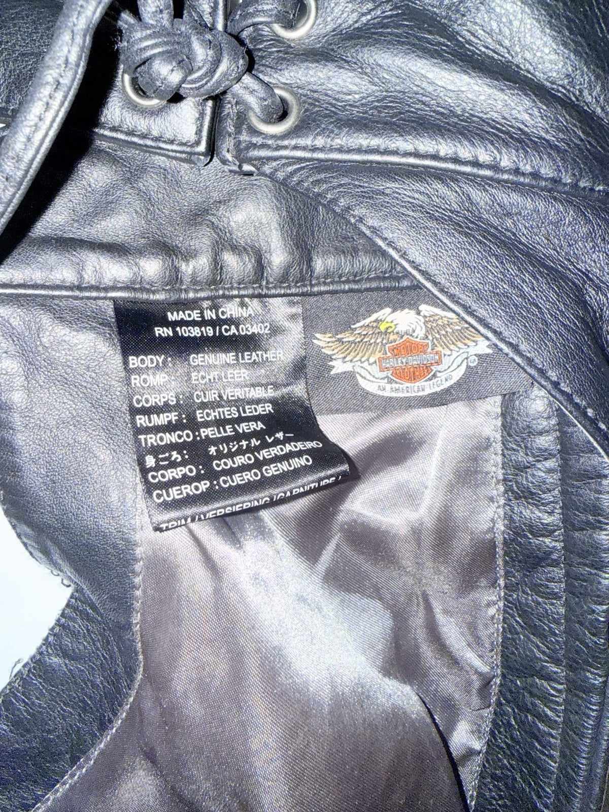 Harley-Davidson Women’s Black Leather Motorcycle Chaps ~ Sz XS