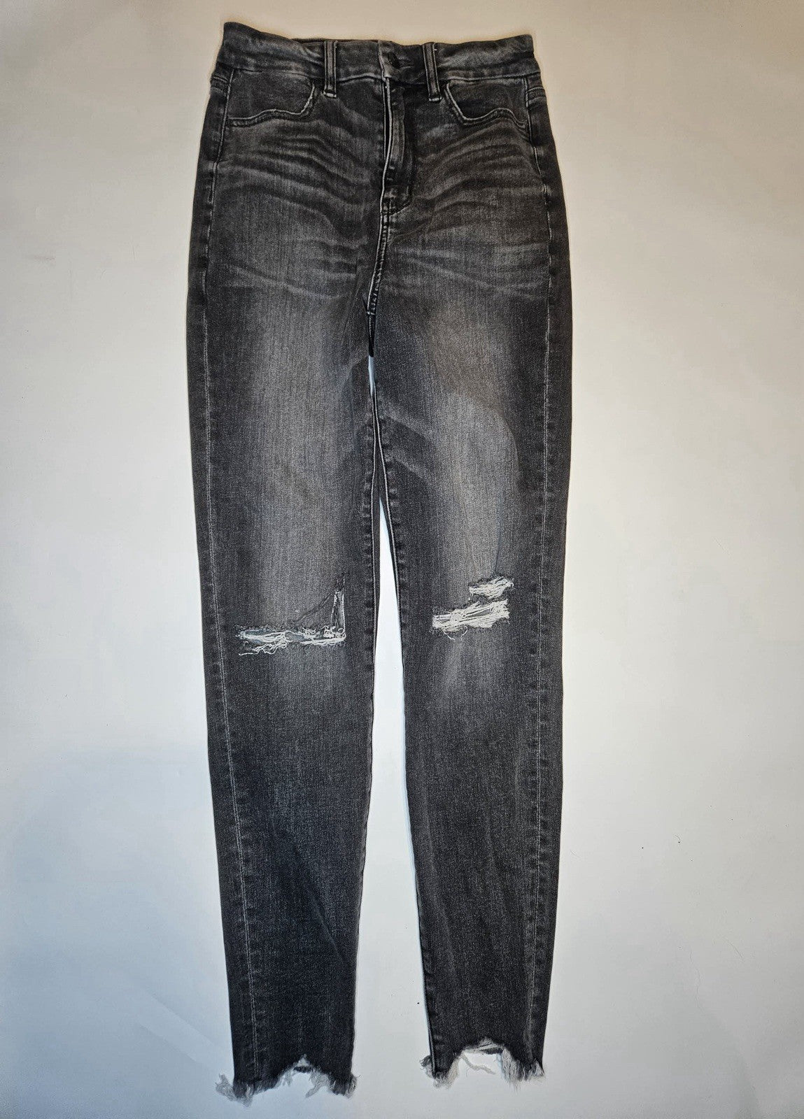 American Eagle Next Level Stretch Gray Distressed Skinny Denim Jeans Size 4