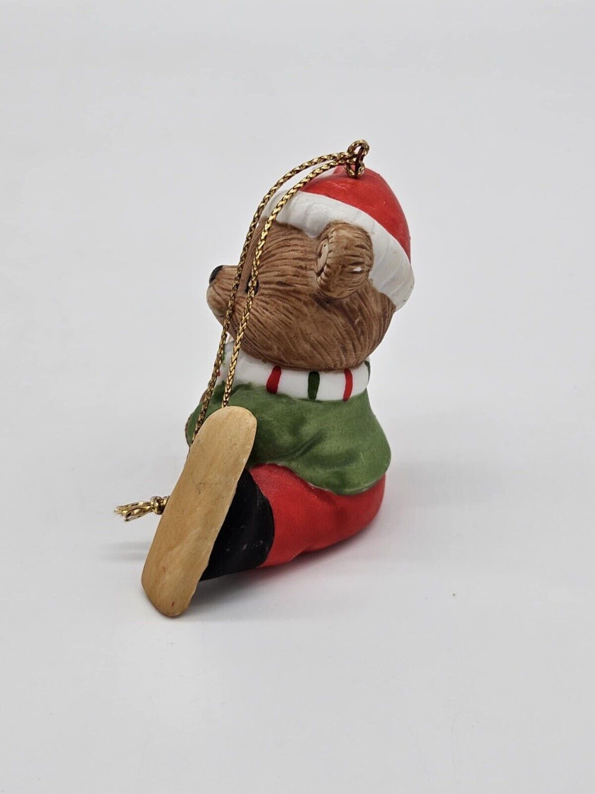 Vintage Pair Homco Bear Christmas Ornaments Skater Skier 5513 Home Interiors