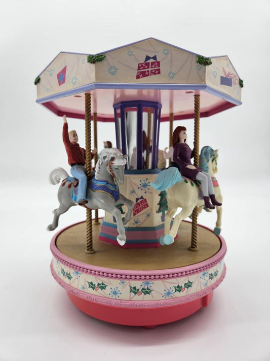 Vintage 1998 Mr. Christmas Barbie Holiday Go Round Lighted Musical Carousel