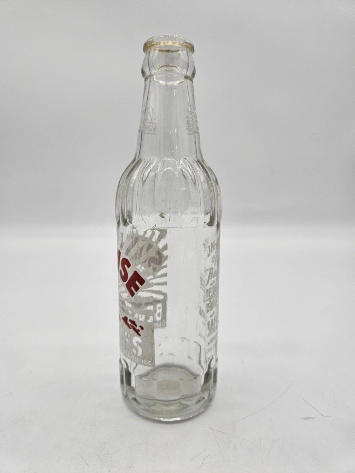 Sunrise Red & White Label ACL Soda Bottle 7oz  Squat