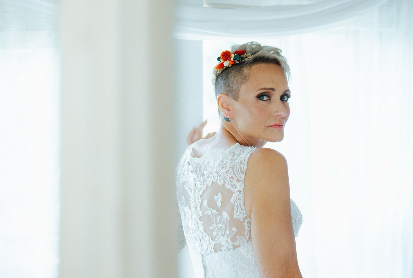 Size 6 - Oleg Cassini - Beaded Lace Wedding Gown - CWG780 - Champagne/Ivory