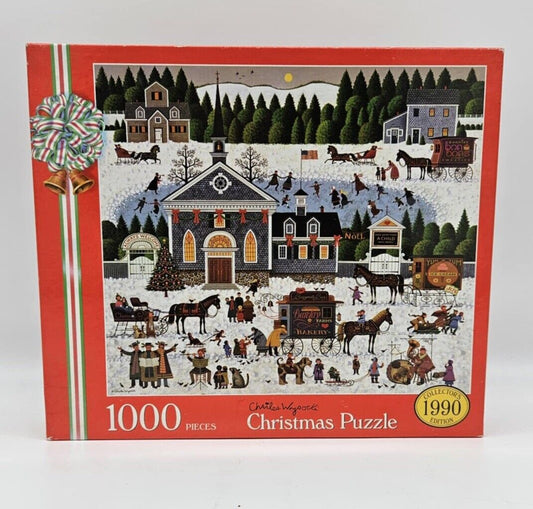 1989 Charles Wysocki's CHURCHYARD CHRISTMAS #4065 1000pc Puzzle COMPLETE