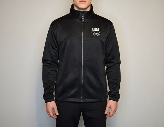 USA Olympic Team Black Zip Jacket Made in USA Size M