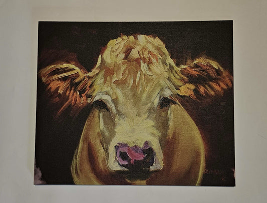 Creative Co-Op Brown Cow Canvas Wall Decor