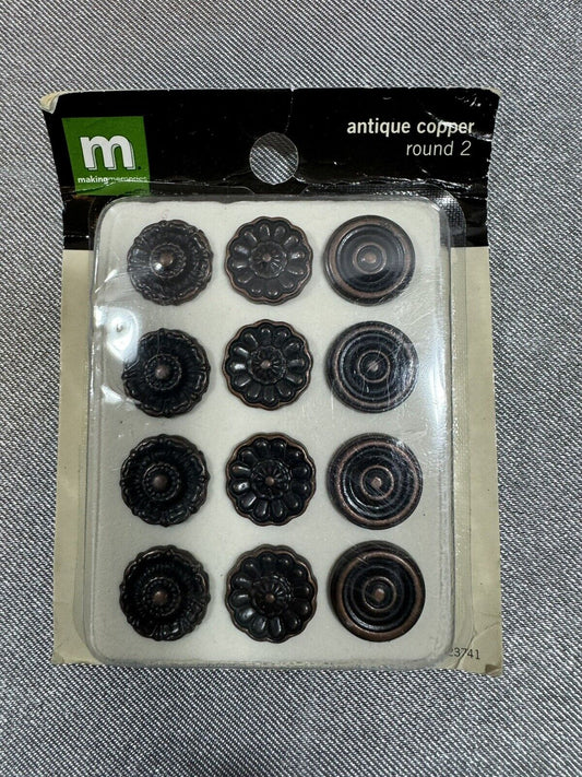 Making Memories Antique Copper Round Decorative Brass Buttons 005