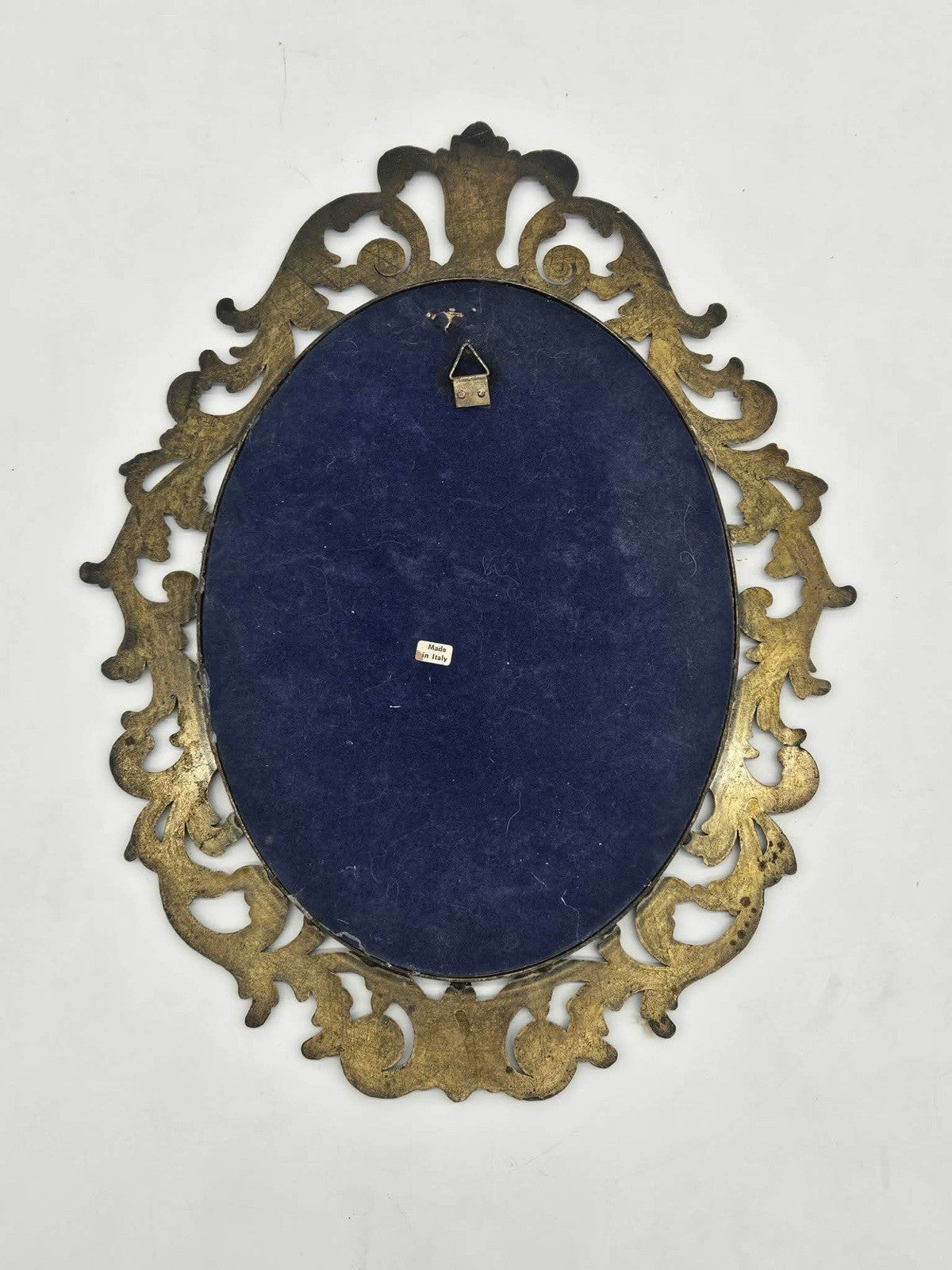 Vintage MCM Brass Ornate Made In ITALY Brass Frame Dark Floral Botanical
