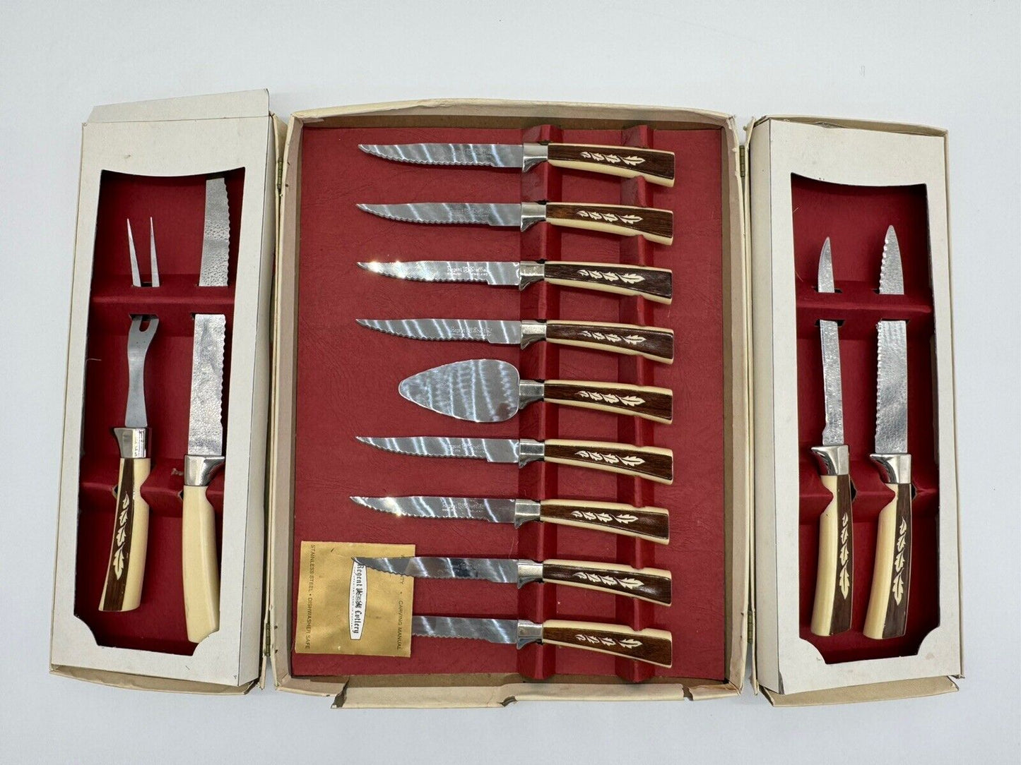 Serving and Knife Set, Vintage Regent Sheffield Cutlery Set w Box, Retro Kitchen