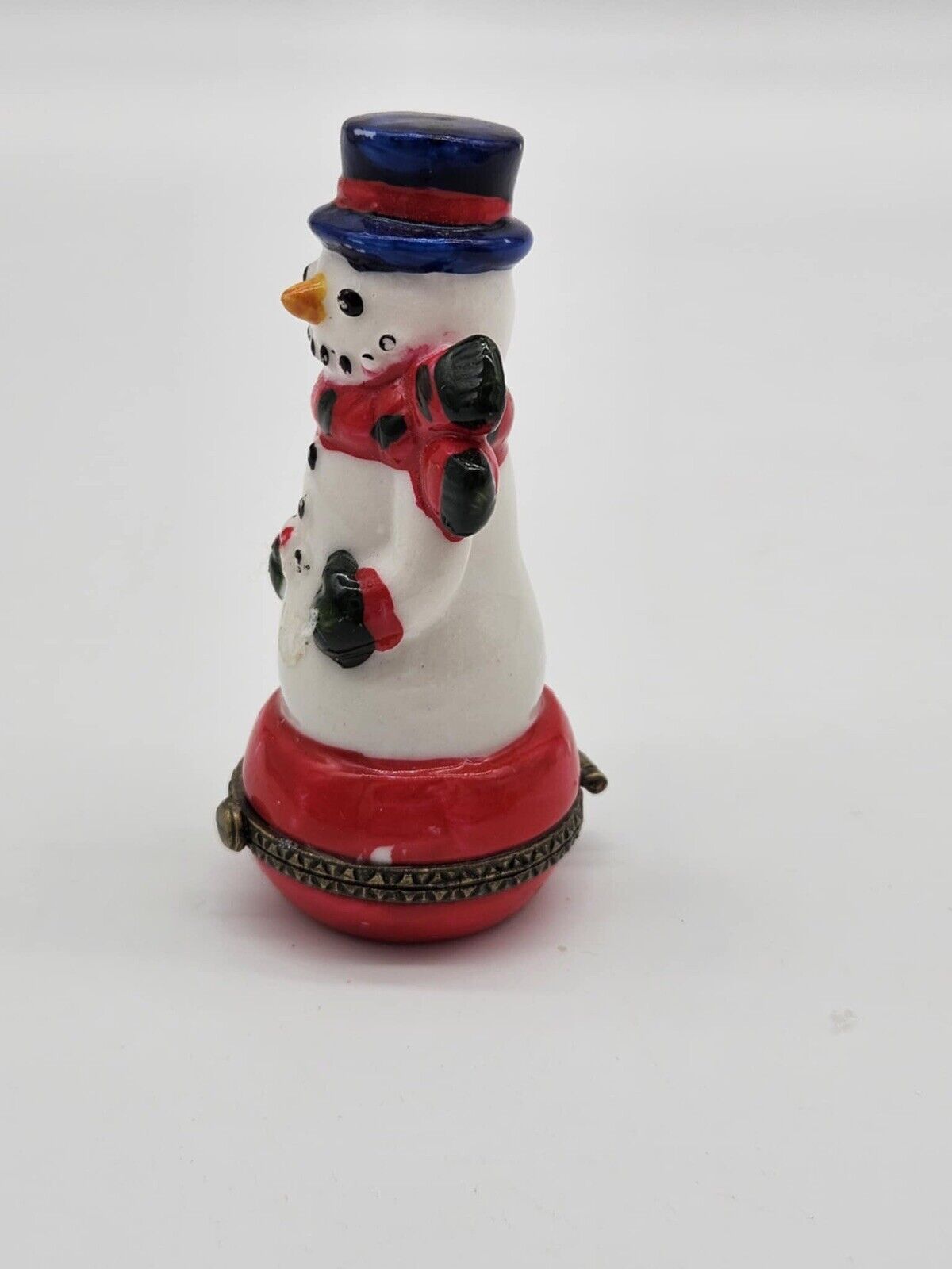 Trinket Box Hinged  - NEW - Free Shipping - Great Gift - Round Base Snowman