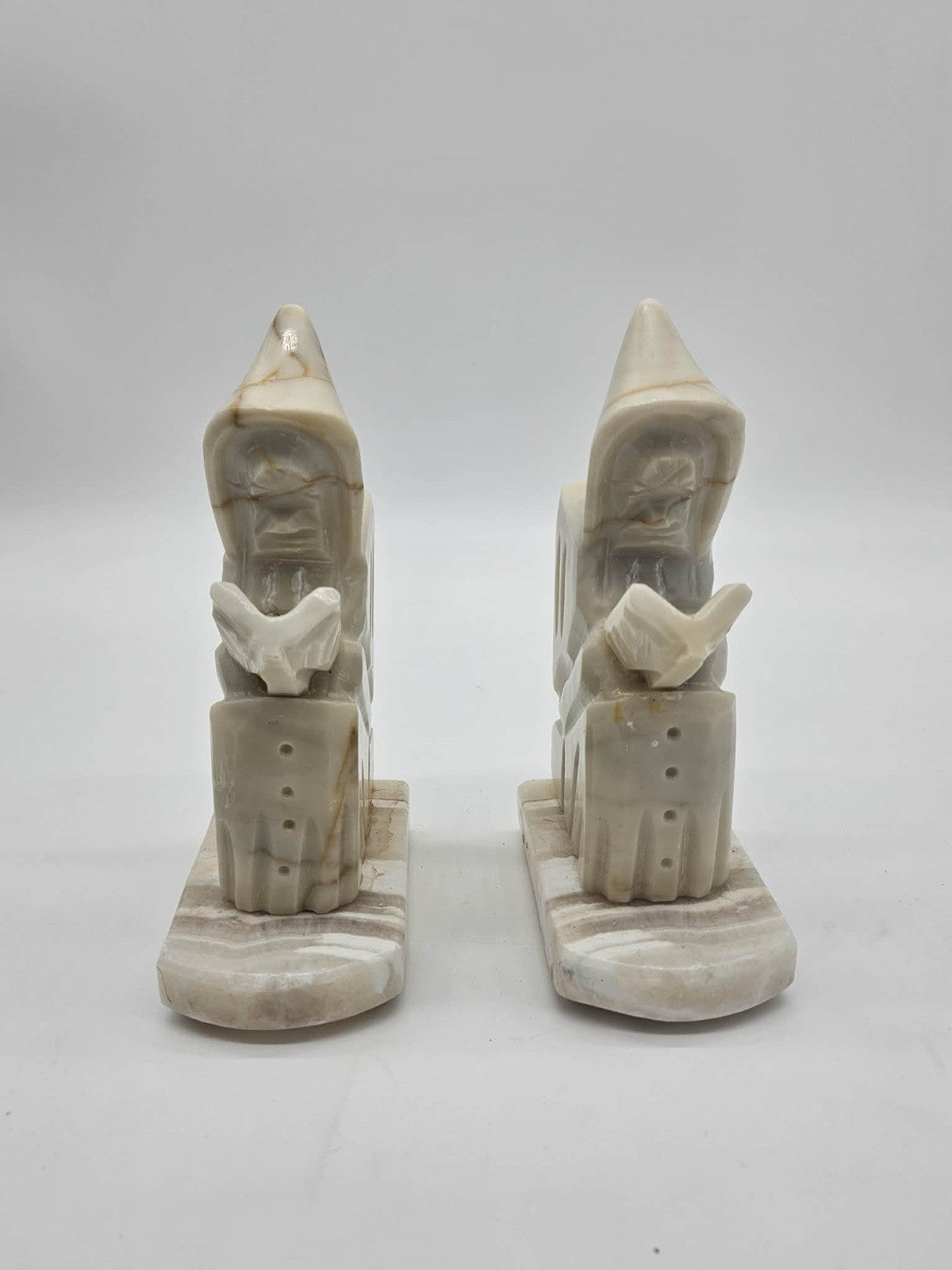 Onyx Pair Marble Monk Bookends- Reading Hooded Figure 10" FREE SHIPPING