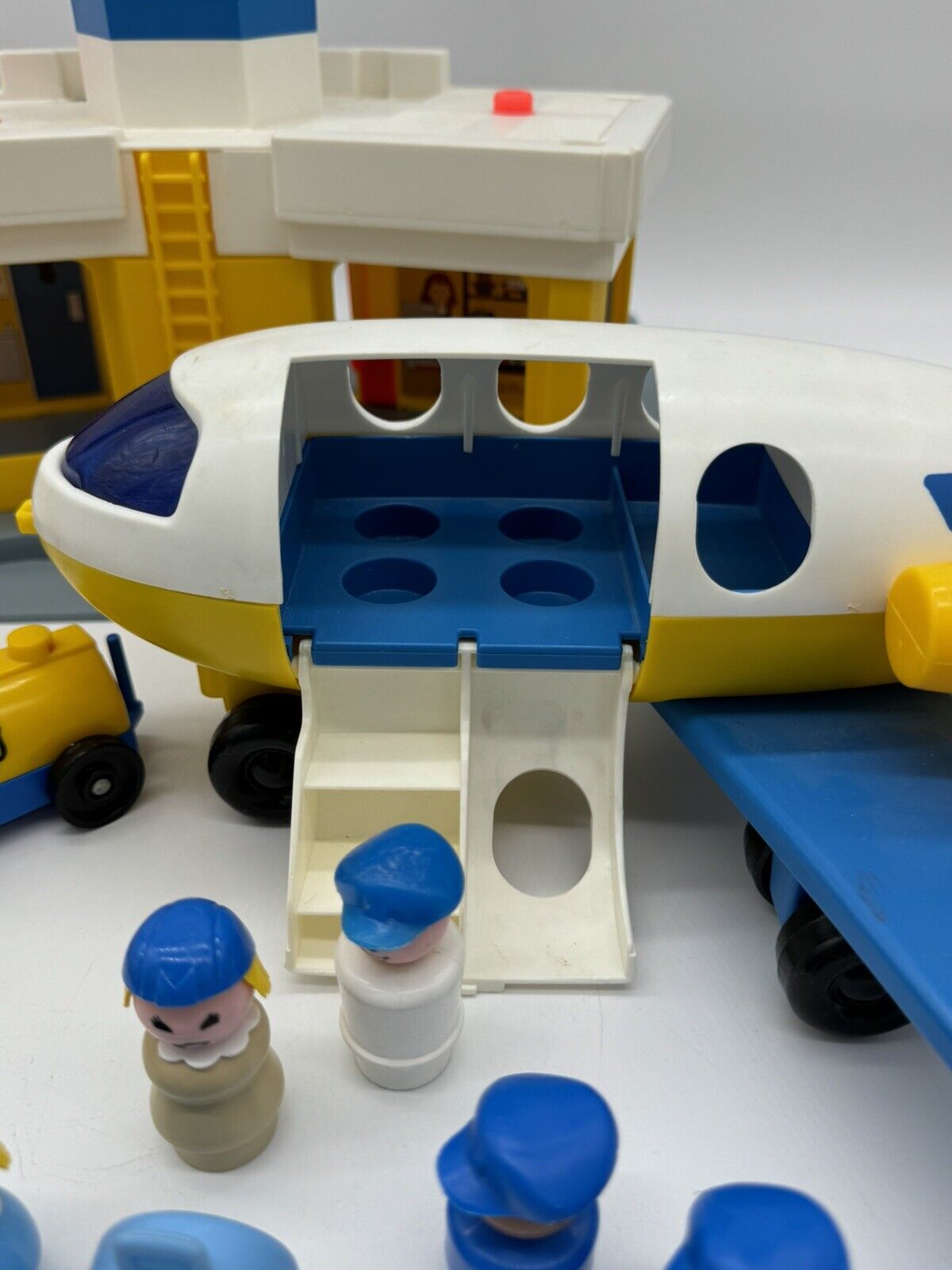 Vintage Fisher Price Little People Airport With Plane, Helicopter& Accessories