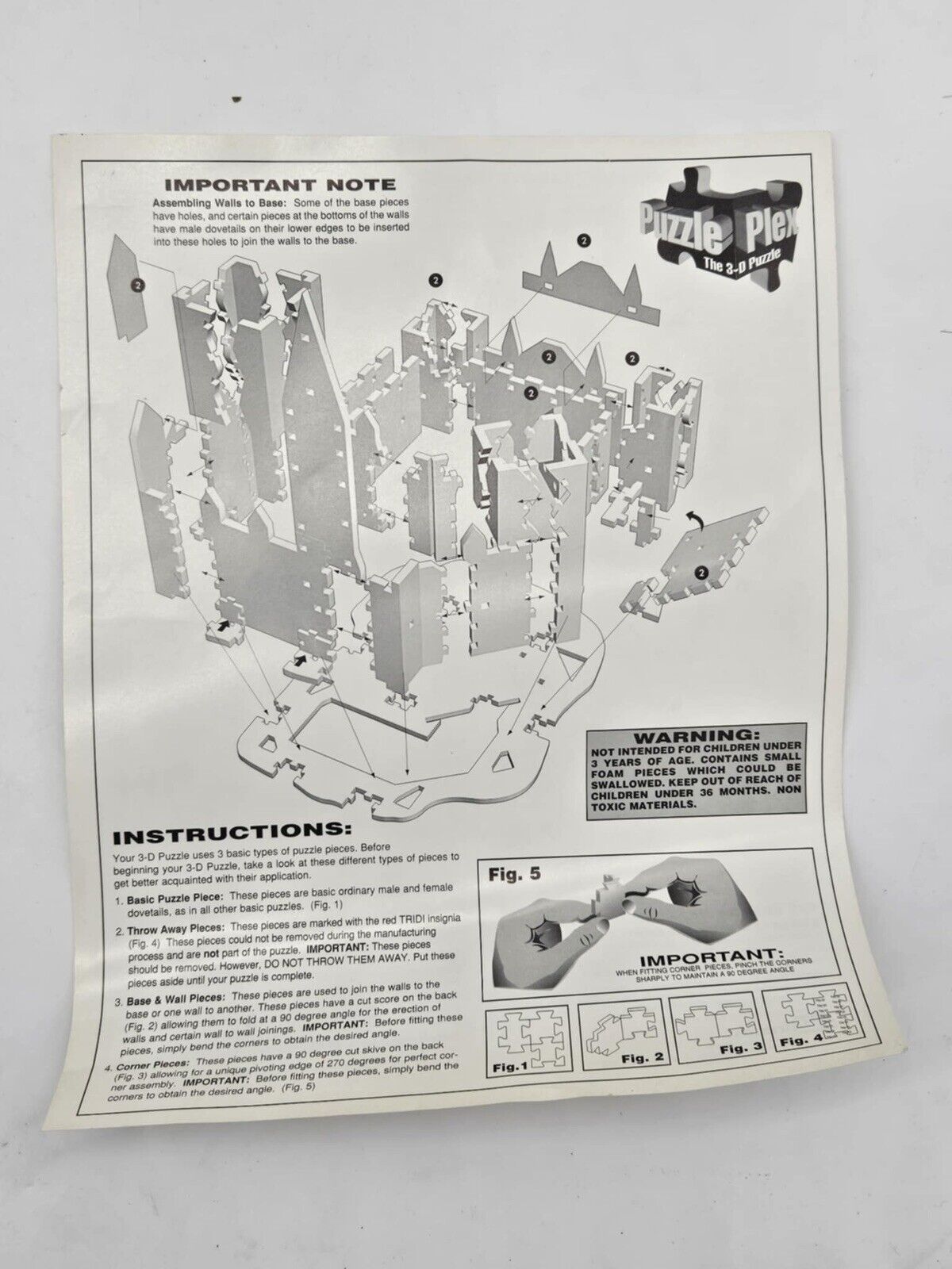 1993 AMAZING 3-D Puzzle Plex Castle Puzzle 500 pieces 17”