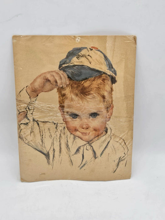 Vintage Francis Hook Northern Tissue American Boy Print 1960’s 11 X 14” Ball Cap