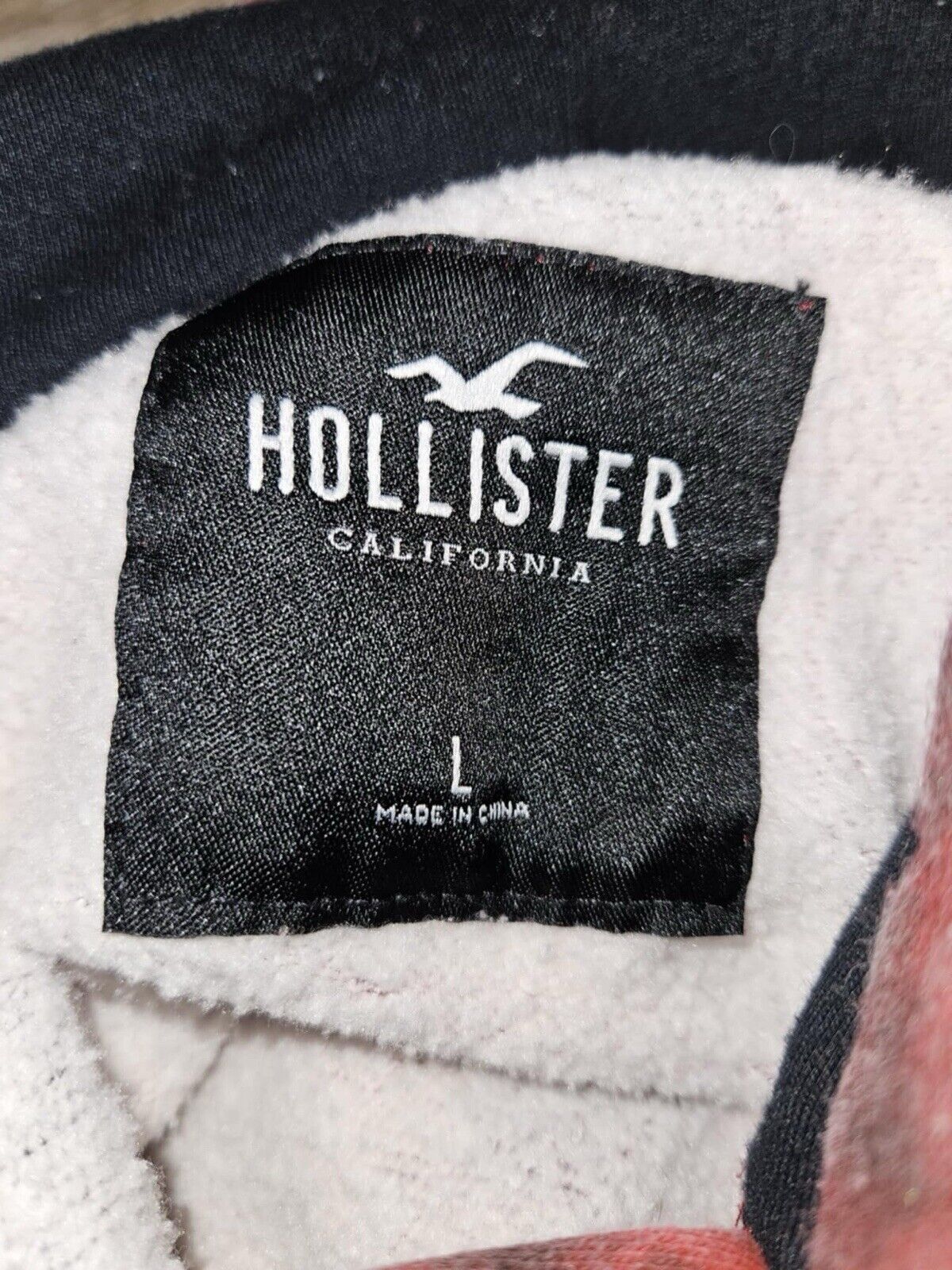 Hollister Men's Sweater Hoodie Pullover Red White Size L