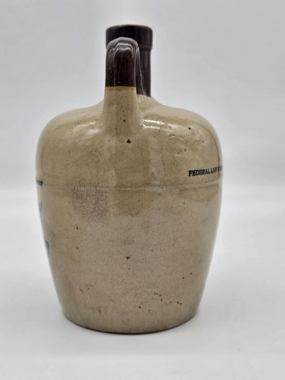 Vtg. Stoneware/Pottery - Hannah & Hogg 1/2 Pint Bourbon Whiskey Jug
