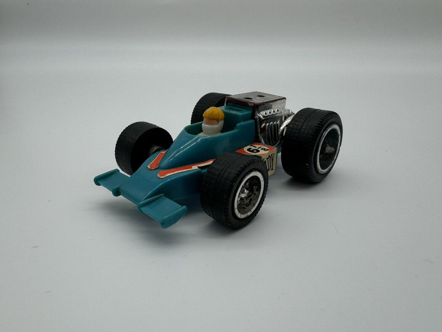 VINTAGE PLASTIC #1052 ZEE TOY INDY #6 7/8 BLUE RACE CAR