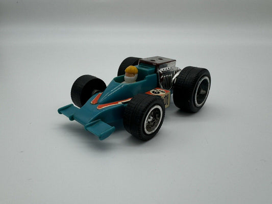VINTAGE PLASTIC #1052 ZEE TOY INDY #6 7/8 BLUE RACE CAR
