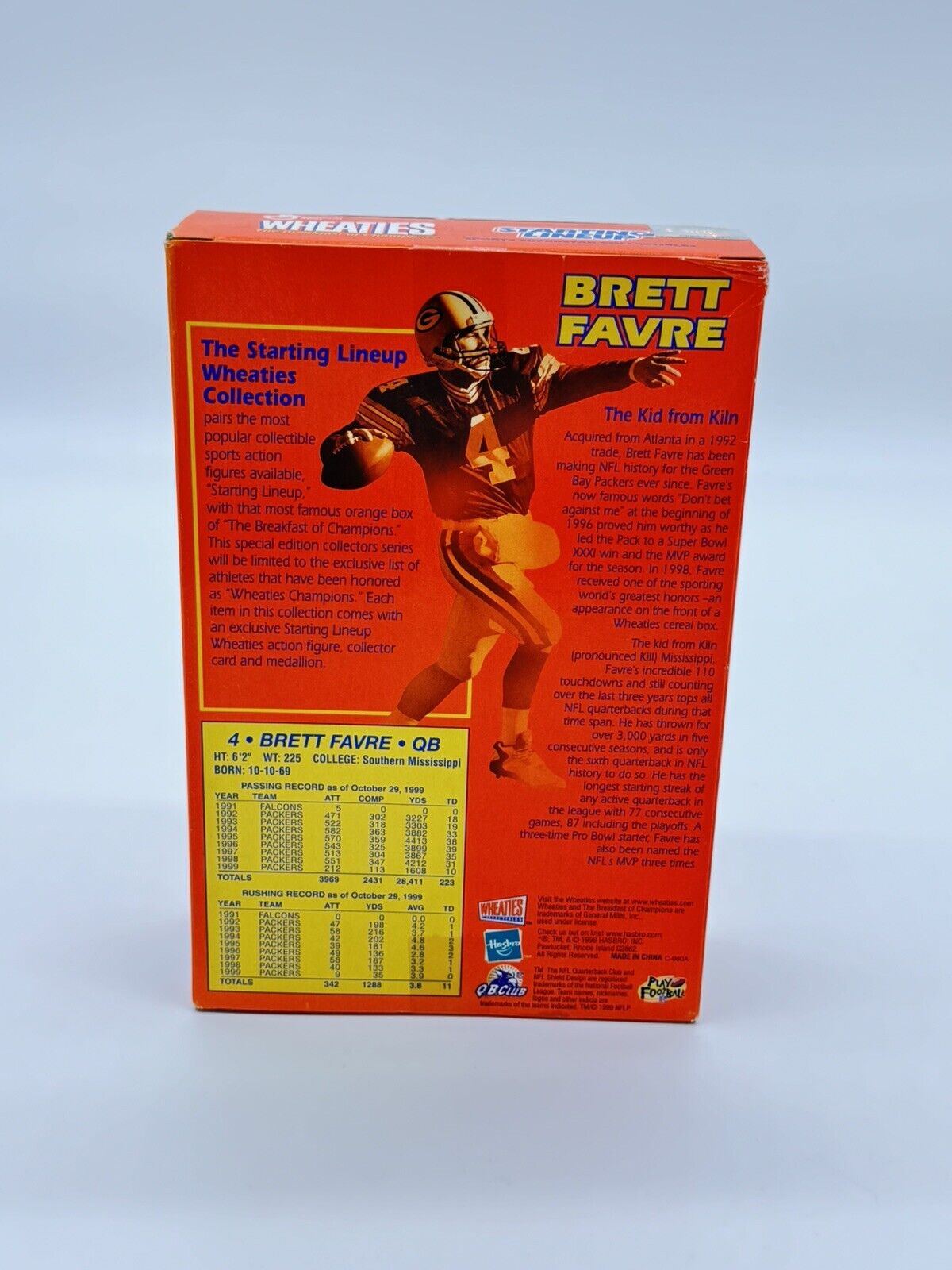 NFL Football Green Bay Packers Brett Favre Starting Lineup Figure Wheaties Box