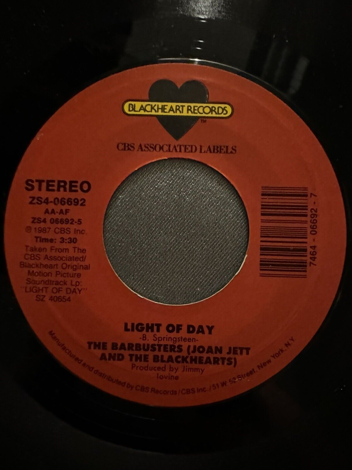 Joan Jett "Light Of Day" 45 Vg+ Tested Picture Sleeve