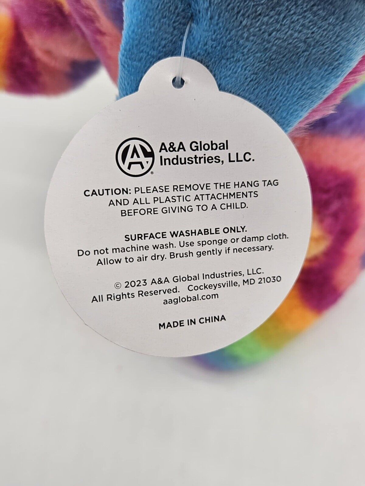 A&A  Global Industries Pastel Wavy Rainbow Swirled Plush Elephant NWT