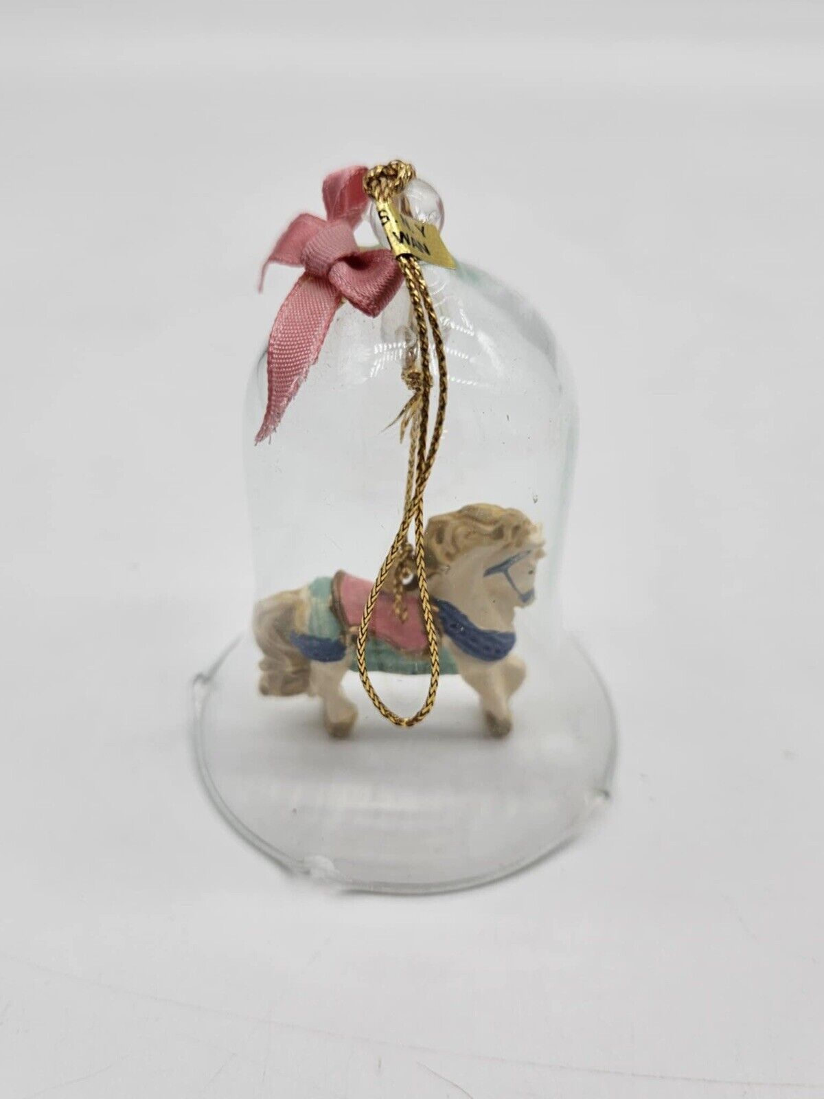 Vintage Carrousel Bell Glass Christmas Ornament Carousel Horse