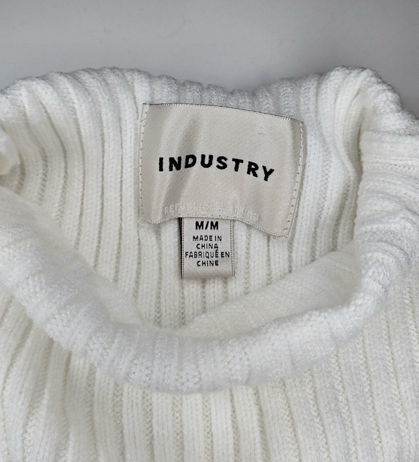 Industry Women’s Ivory Ribbed Mock Neck Sweater Long Sleeve Sz M