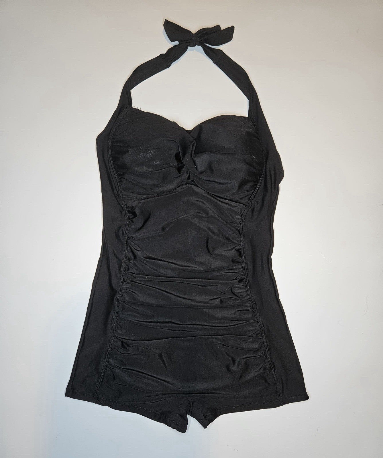 Black Halter One Piece Swimsuit Built-In Cups Size M