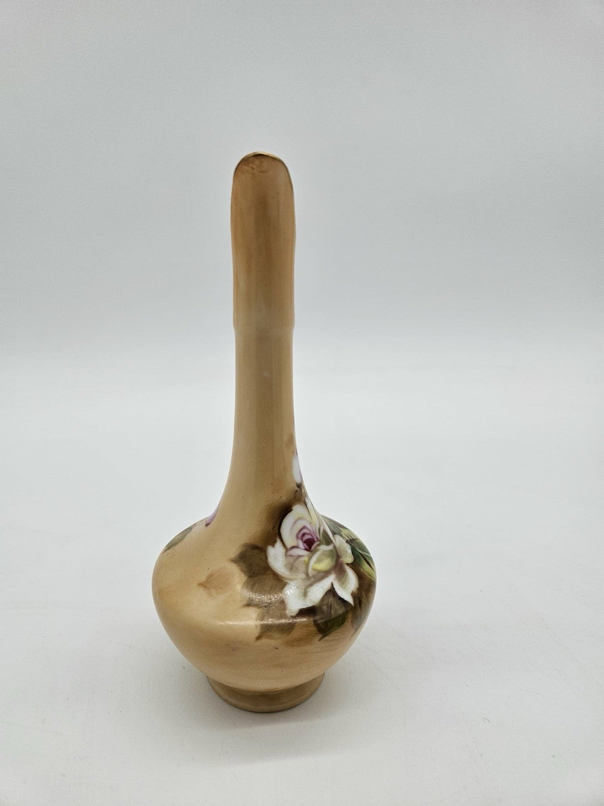 Lefton Hand Painted Green Floral Mini Bud Vase Pitcher Gold Trim 5.5 Inch