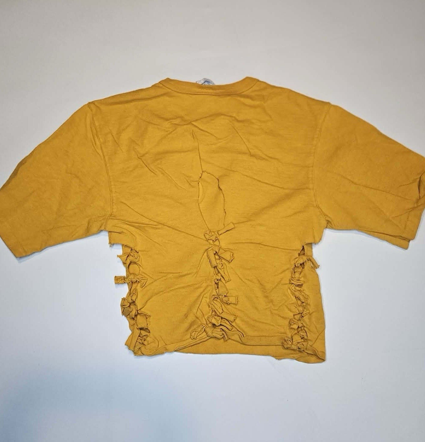 Champion Women’s Small Mustard Yellow Lace-Up Back Tee