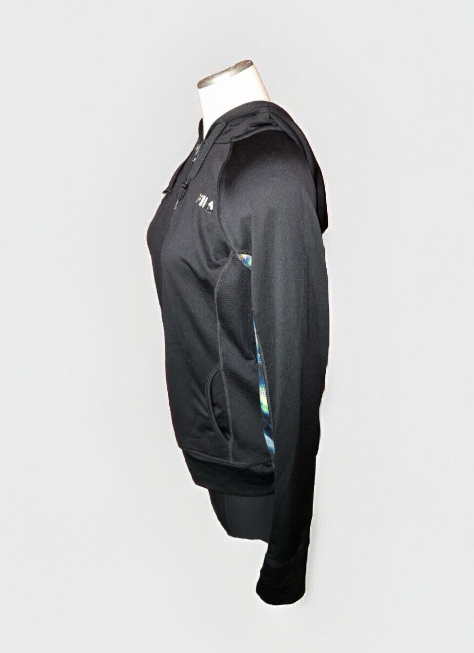 FILA HOODIE RAINBOW MULTI COLOR SLEEVES HOOD ATHLEISURE FIT WORKOUT SIZE M BOHO