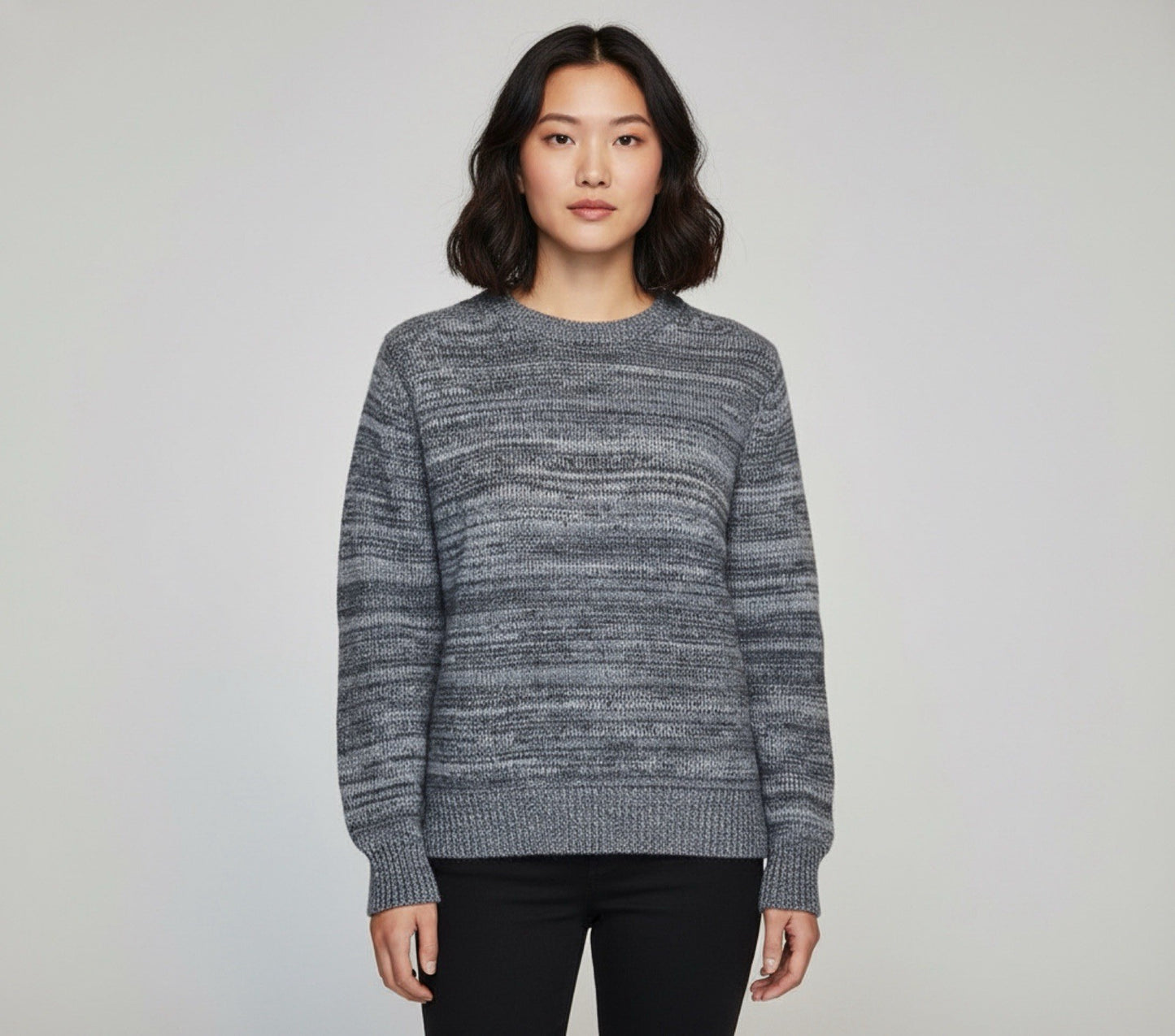 Gray Marled Knit Crewneck Sweater – Size M