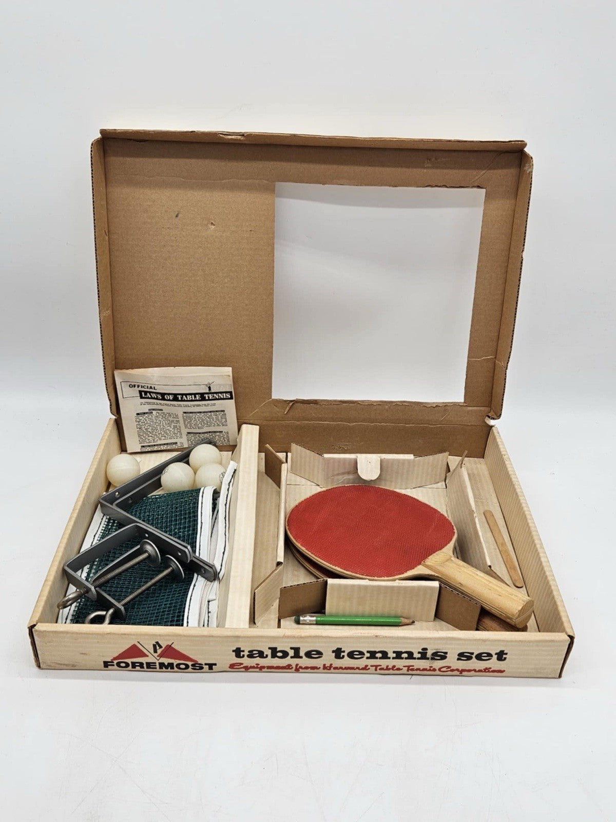 vintage harvard table tennis set, ping pong #617 w/box