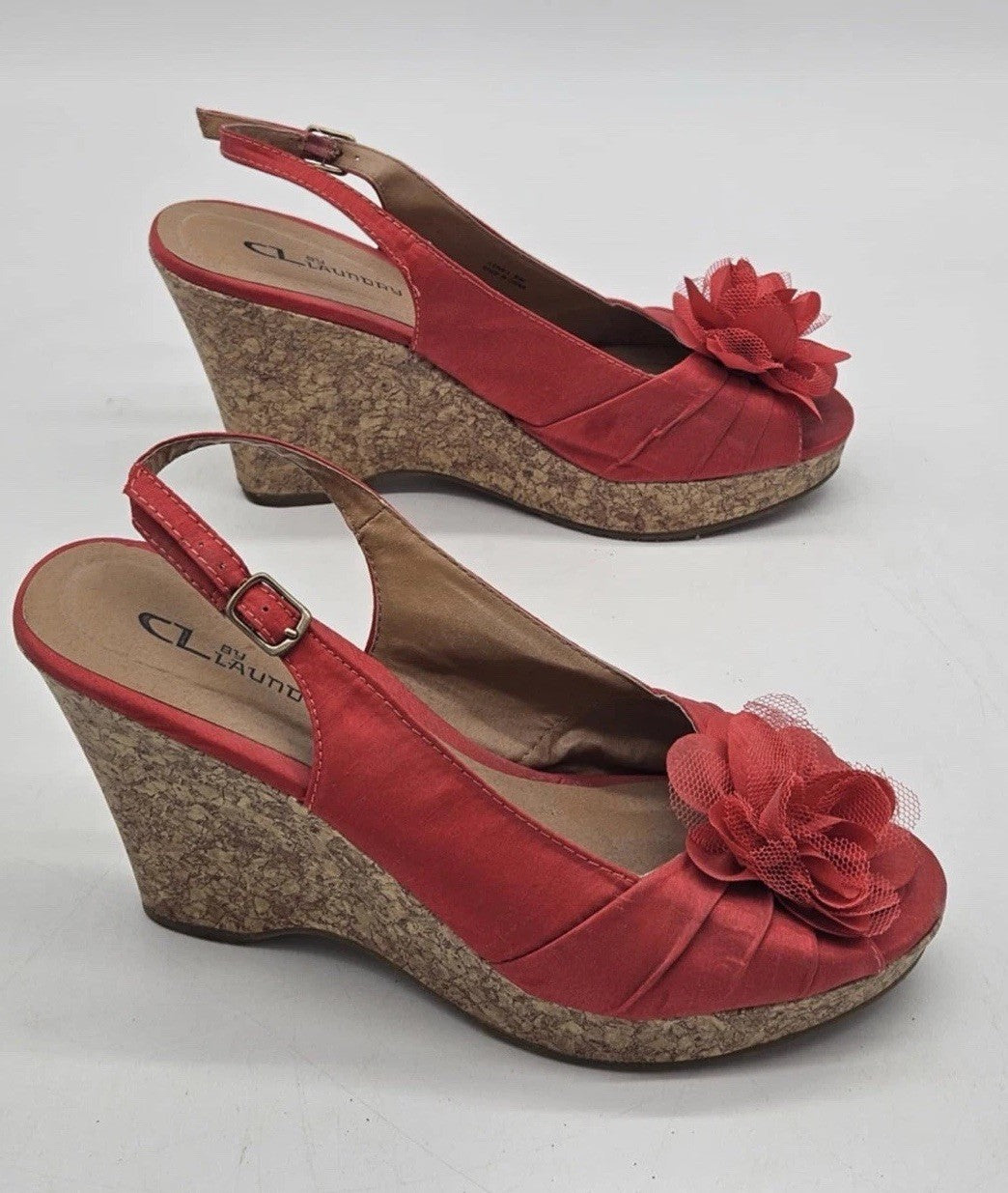 Chinese Laundry | Women’s Red Flower 8.5 Wedge Slingback Sandals