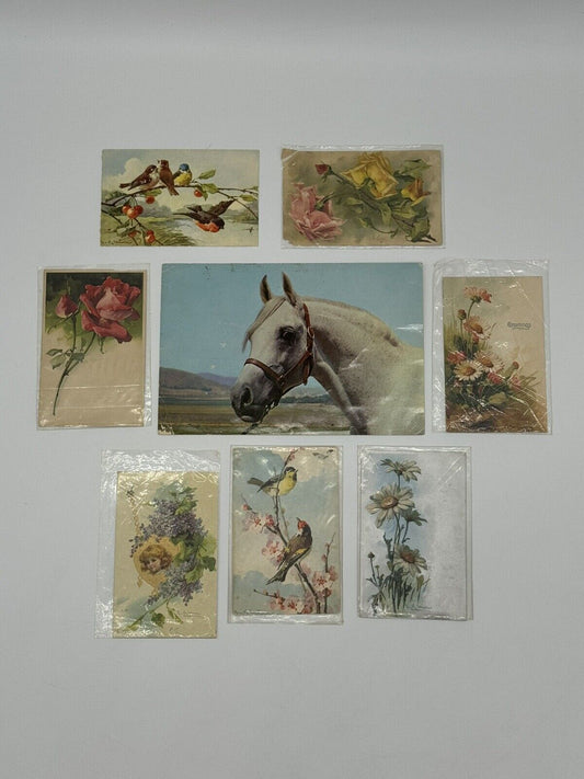 Lot of 8 Vintage Antique Postcards ~ Art Project Material