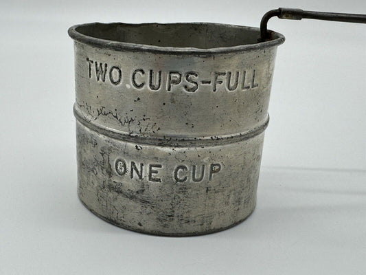 Vintage KITCHEN Two Cups Full METAL FLOUR SIFTER Hand Held Made in USA