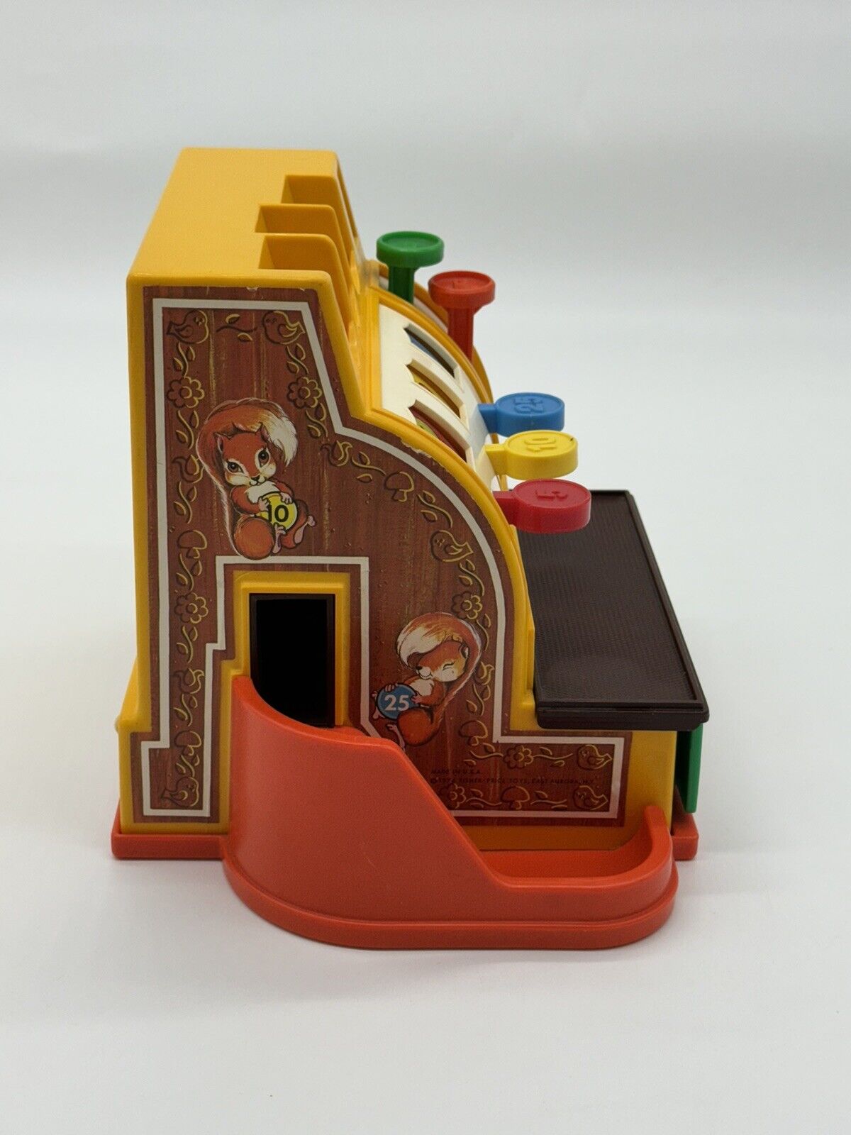VINTAGE 1974 Fisher Price CASH REGISTER with WORKING BELL WITH  3 COINS