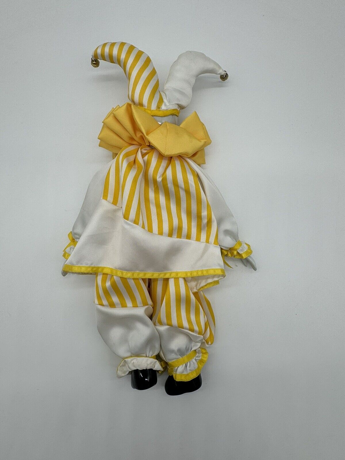 Vintage Porcelain Faced Clown Doll - 18” Yellow