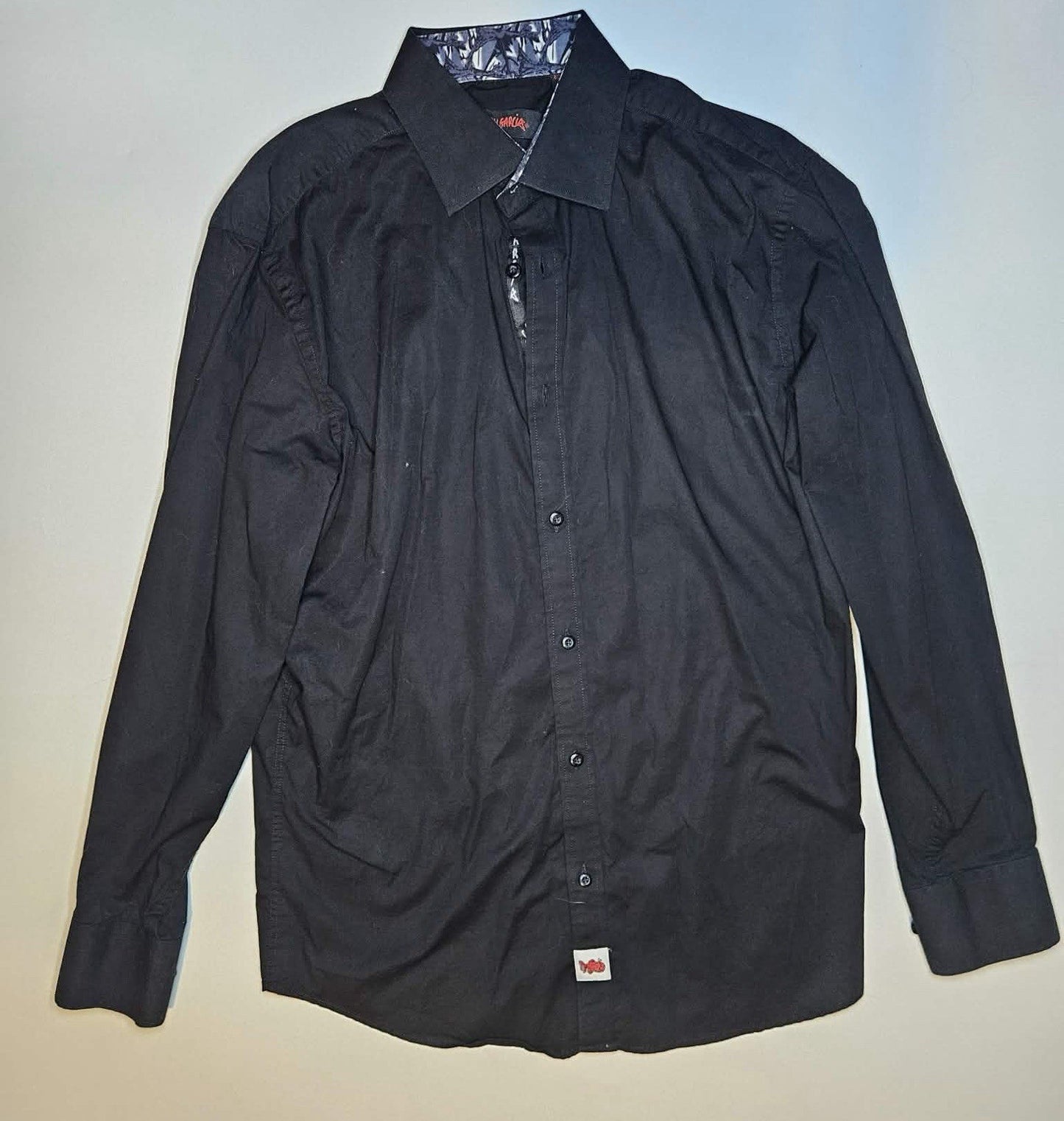 Jerry Garcia Men’s XL Black Dress Shirt Pattern Trim Button Front