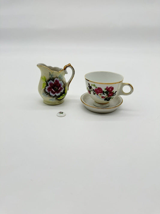 Vintage Bone China Tea Cup w/Matching Saucer & Creamer, Lusterware Made in Japan