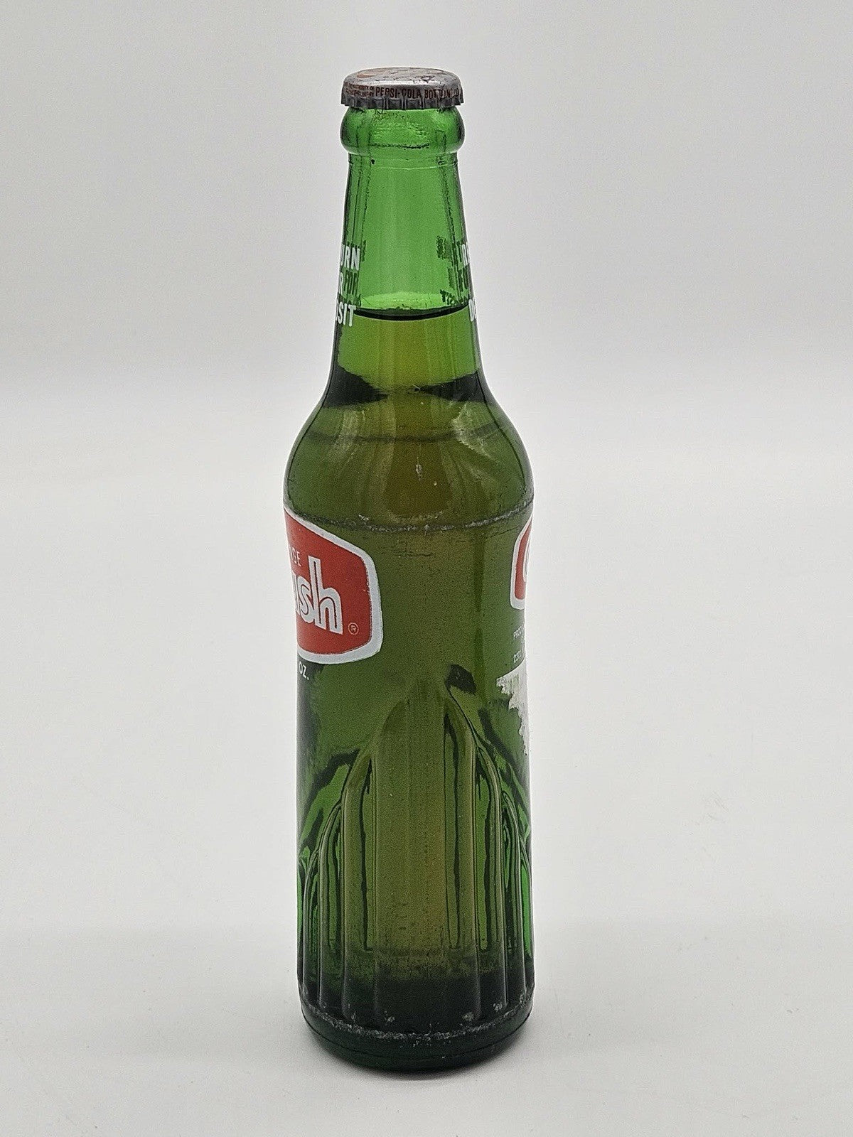Full 10 Oz. Orange Crush Green Soda Bottle, Evaston Illinois